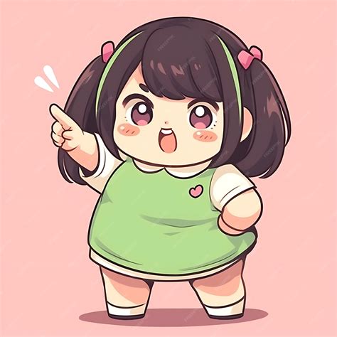Premium Photo | Sticker Anime Girl Cute Chubby Cartoon with Bold Vector