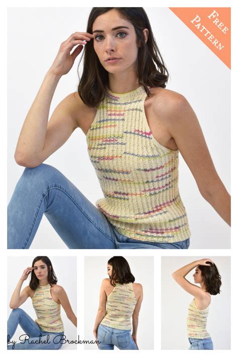 a woman wearing jeans and a tank top with different patterns on the ...