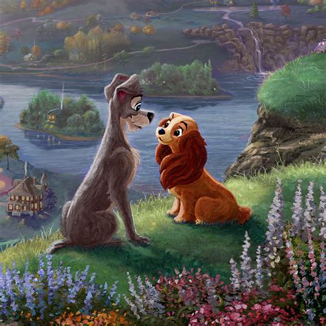 Disney Lady and the Tramp Falling in Love - Limited Edition Canvas Art ...