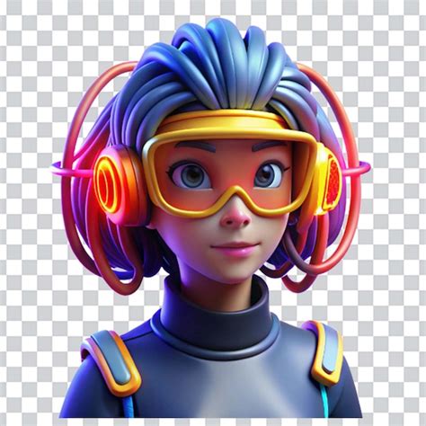 portrait  young cyber girl  glowing red yellow wires hair wears