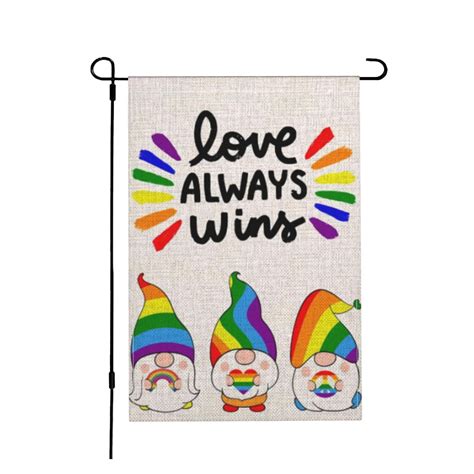 SPXUBZ 12"x18" Burlap Rainbow Gnome LGBT Gay Pride Lesbian Pansexual