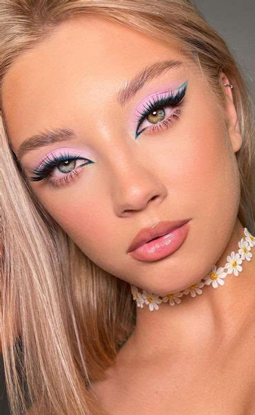 cool makeup  thatll blow  mind lilac  green graphic lines