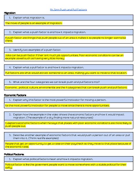Mr. Sinn Push and Pull Factors - Mr. Sinn Push and Pull Factors