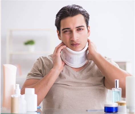 Man with Neck Brace after Whiplash Injury Stock Image - Image of ...