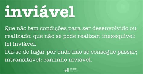 O Que Significa Inviável - Inviável - Dicio, Dicionário Online de Português