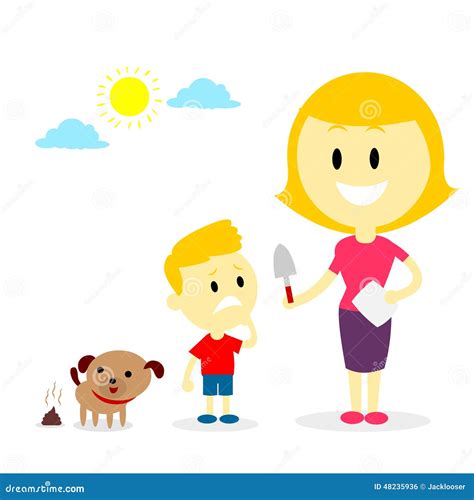 Picking Up Doggy Poop stock vector. Illustration of teach - 48235936