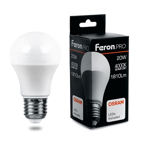 Лампа светодиодная Feron.PRO LB-1020 Шар E27 20W 175-265V 4000K ...