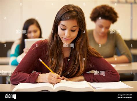 female student studying  classroom  res stock photography