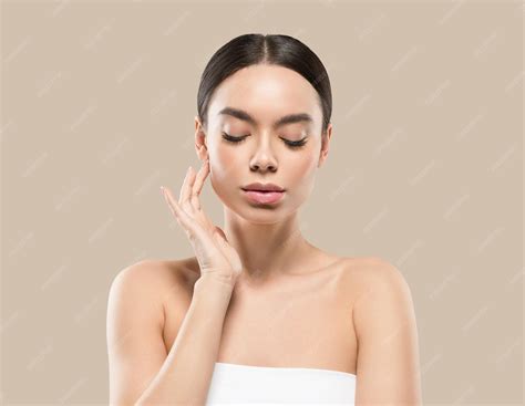 premium photo asia woman beauty face body portrait touching  face