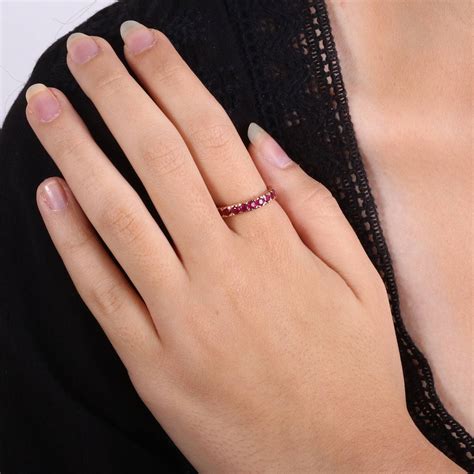 Half Eternity Gemstone Band Stackable Multi Gemstone Band - Etsy