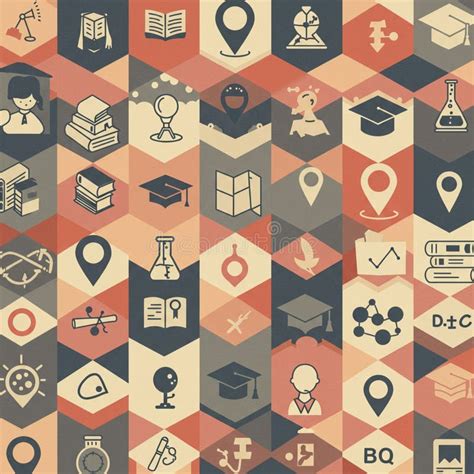 Geometric Pattern Composed of Hexagonal Tiles Featuring Various Icons ...