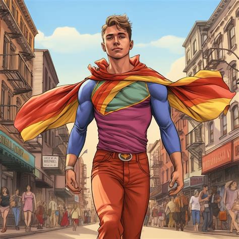 Premium AI Image | a man with a cape on his head walks down a street ...