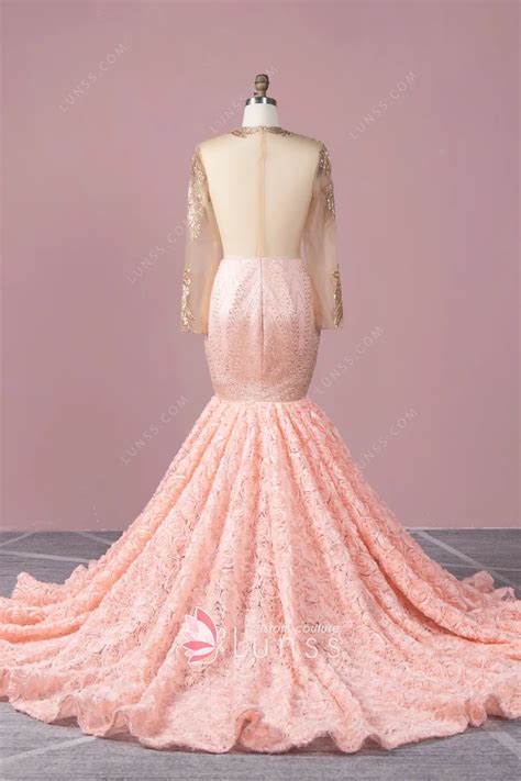 Rose Gold Sequin 3d Rosette African American Prom Dress - Lunss