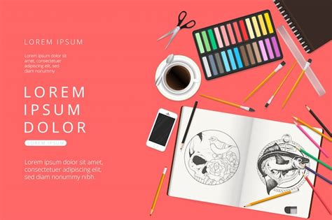 premium vector top view drawing  creativity