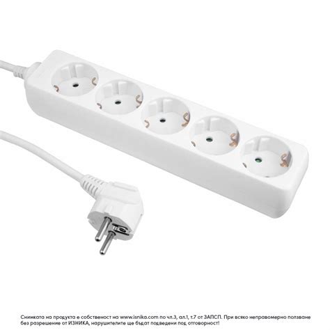 Разклонител 5 гнезда шуко, 1.5м кабел 105B/3G1.0mm2 • Tsena.biz