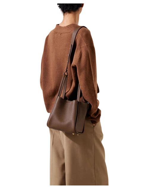 songmont leather bucket medium song bag chocolate balilene