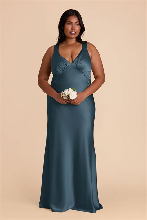 Veronica Dark Teal Matte Satin Dress | Birdy Grey