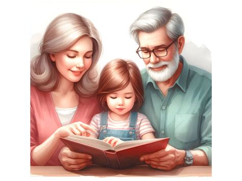 Family Reading a Book By dianaxstoyanova | TheHungryJPEG