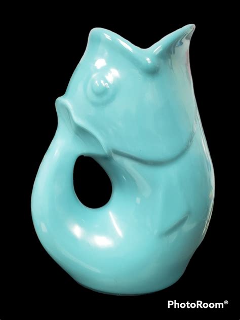 Gurglepot fish vase fish pitcher gurgling fish pitcher turquoise fish vase