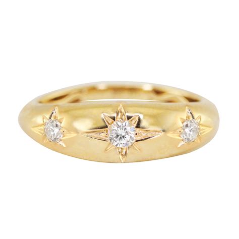 14kt gold three diamond starburst dome ring – Luna Skye
