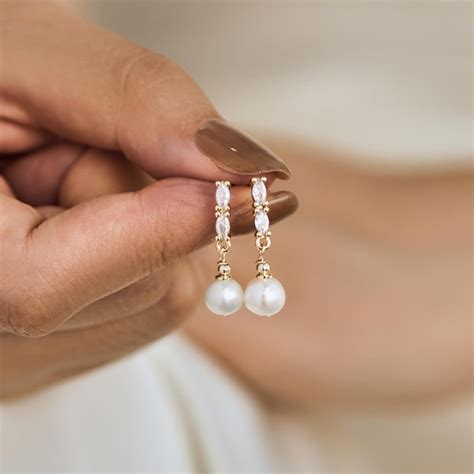deco pearl drop earrings etsy