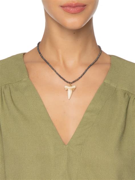 Colar Dente De Tubarão - Colar Feminino Dente De Tubarão - Off White - Shop2gether