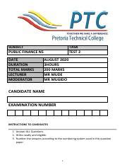 public finance june  test  subject public finance  date