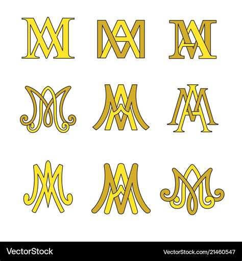 Monogram of ave maria symbols set Royalty Free Vector Image