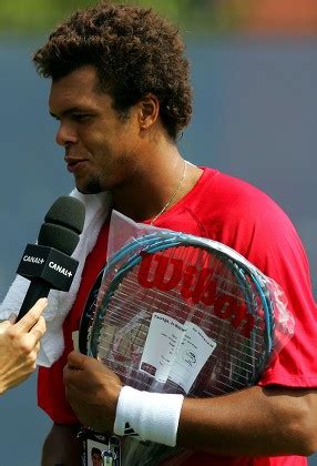 jowilfried tsonga france interviewed  practice editorial stock
