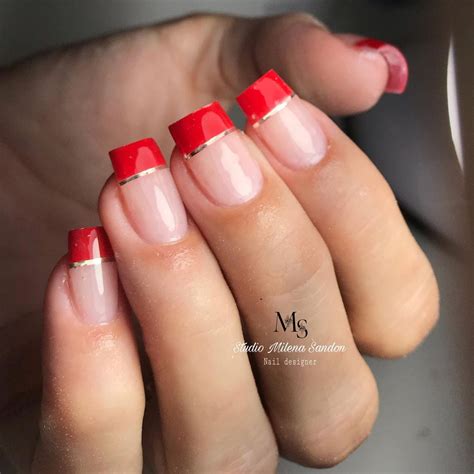 Gel Unhas Vermelhas Com Francesinha - 20 unhas vermelhas com francesinha para ficar poderosa