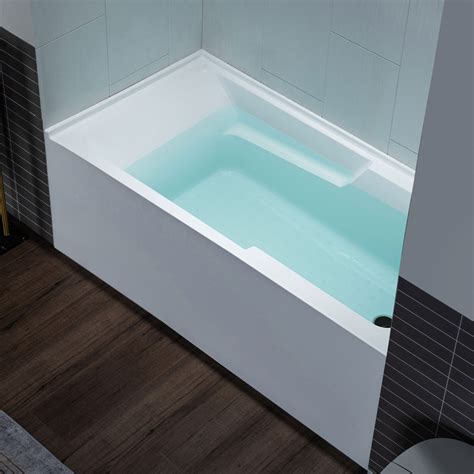 ᐅ【WOODBRIDGE 60" Acrylic Rectangular Alcove Soaking Bathtub in White