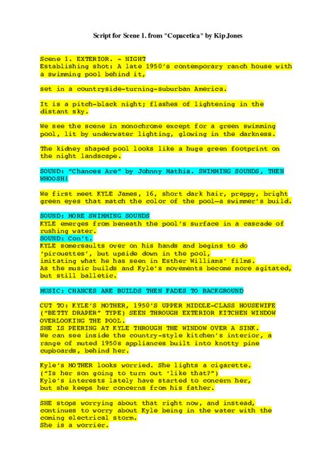 (PDF) Five-minute Script for Swimming Pool Mélologue