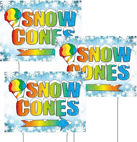 Amazon.com : Wonderjune 3 Pcs Snow Cones 12 x16 Yard Sign with Metal