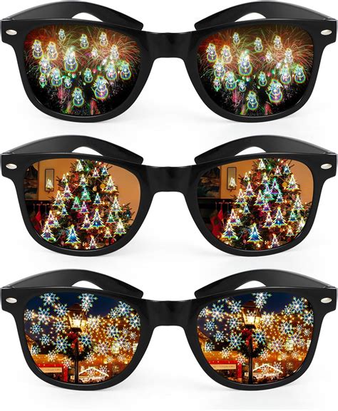 Beipegin 3PCS Christmas Diffraction Glasses, Light Refraction Glasses