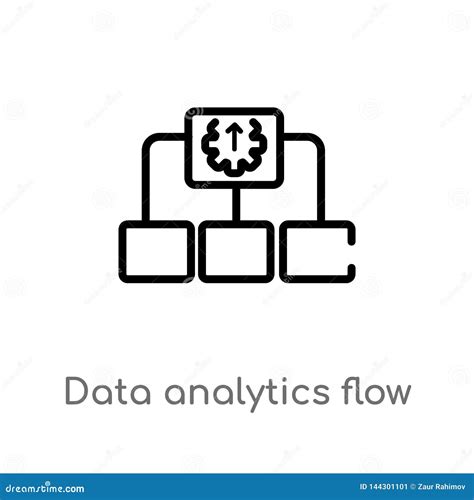 Outline Data Analytics Flow Chart Vector Icon. Isolated Black Simple