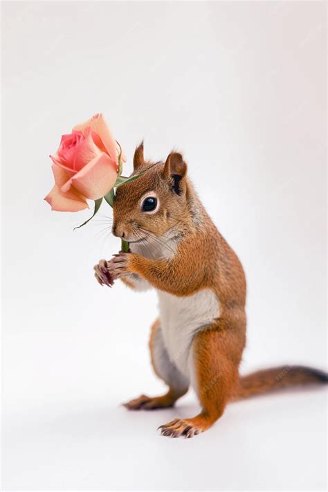 Premium AI Image | A squirrel with a flower on his head is standing on ...