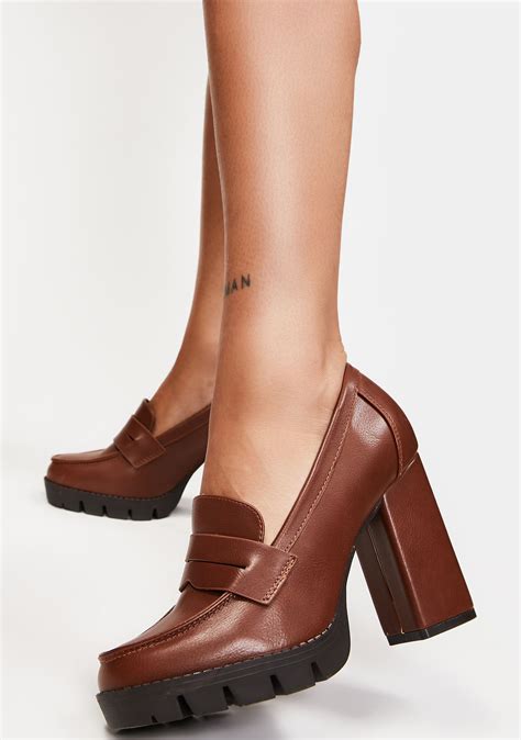 Chunky platform heeled loafers brown – Artofit