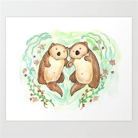 Otters Holding Hands Drawing at PaintingValley.com | Explore collection of Otters Holding Hands ...