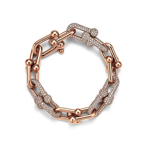 tiffany hardwear large link bracelet  rose gold  pave diamonds