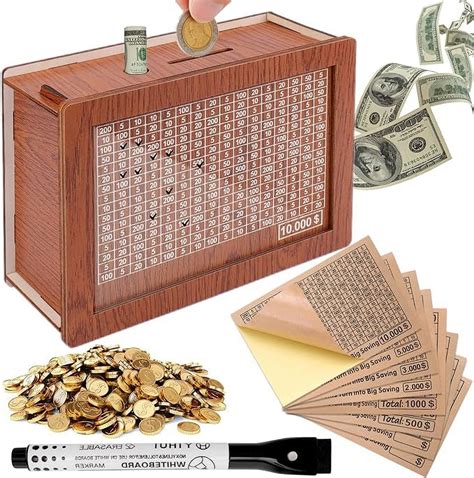 Cash Vault Wooden Money Saving Box, Cash Savings Box for 10000 5000 ...