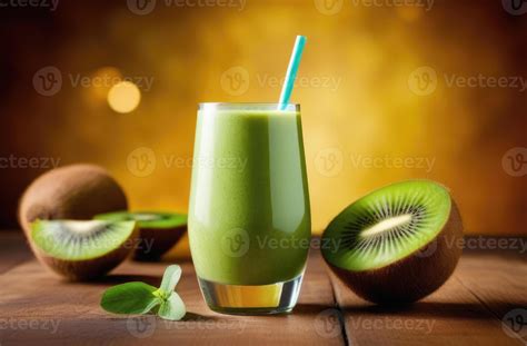 AI generated Healthy kiwi smoothie, detoxifying fruit smoothie