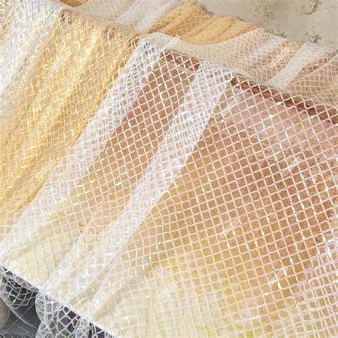 iridescent mm sequin grid pattern glitter mesh fabric oneyard