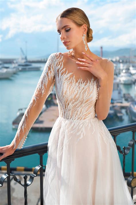Asymmetrical Illusion Sleeve Wedding Gown – HAREM's Brides