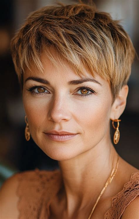 32 Pixie Haircuts For Women Over 40 : Soft Golden Pixie with Feathered ...