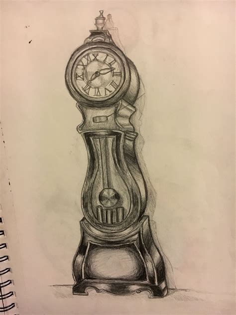 grandfather clock drawing 6