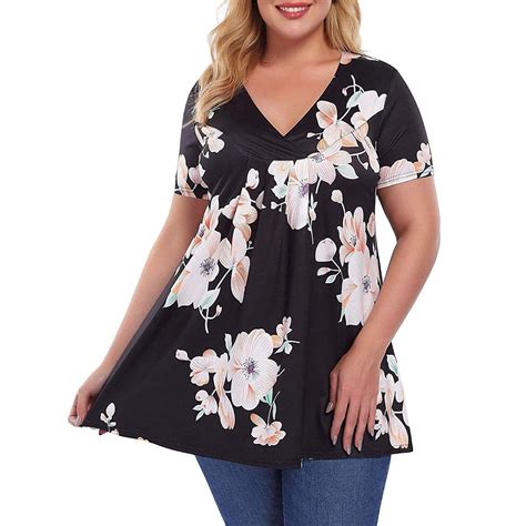 wycnly womens tops  size vintage pleated swing tunic shirts summer