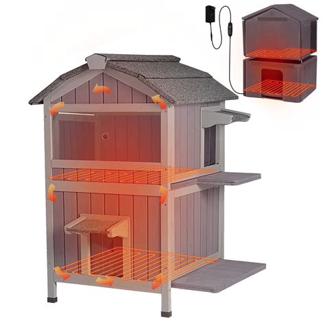 Aivituvin Heated Outdoor Cat House for Outside Weatherproof Feral Cat