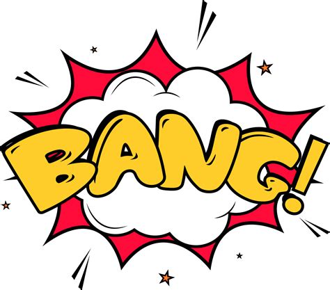 Bang, comic explosion with yellow and red colors. Explosion text comic