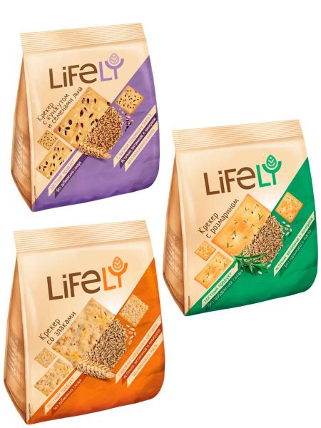 Крекер LifeLY со злаками, 3 упаковки по 180 г с разными вкусами ...
