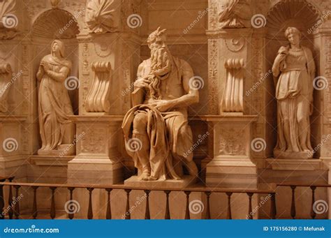 The Moses Sculpture Composition by Michelangelo in Church San Pietro in ...